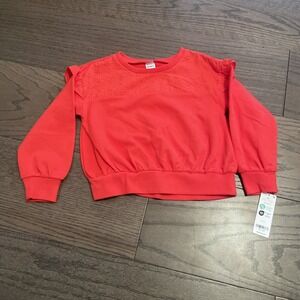 Carter's Toddler Girls Coral Red Eyelit Long Sleeve Blouse Top Size 4T New